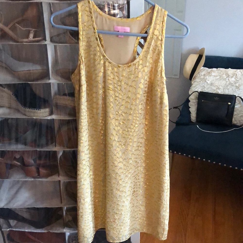 Lilly Pulitzer leopard print gold shift dress